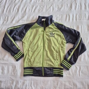 Adidas boys size 6 lime & gray full zip up  long sleeve VGUC Unisex
